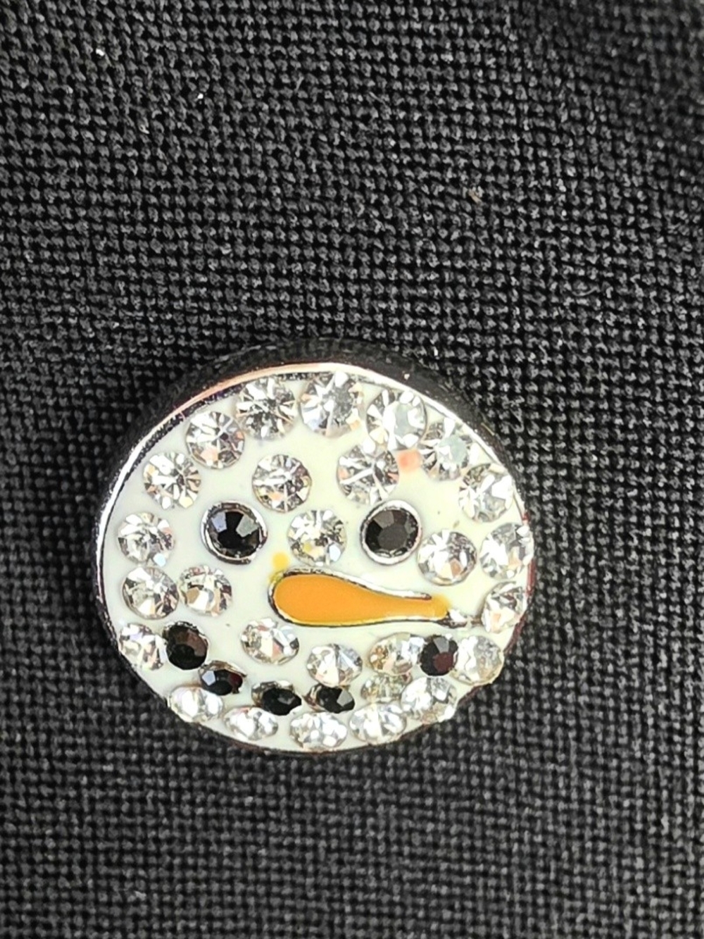 Magnolia & Vine Crystal Snowman Face 18mm Snap in White and Orange